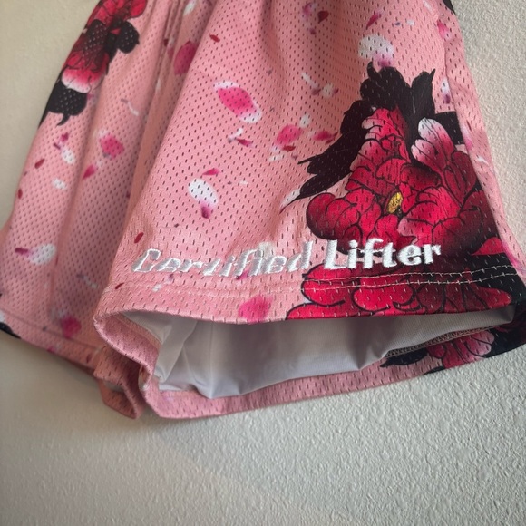 Certified Lifters Brand Pink Cherry Blossom Floral MeshGym Lifting Shorts Large - Picture 6 of 9